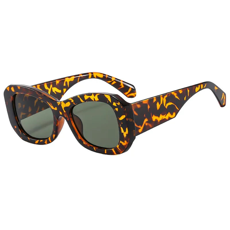 Y2K Classic Style Geometric Leopard Ac Cat Eye Full Frame Women's Sunglasses