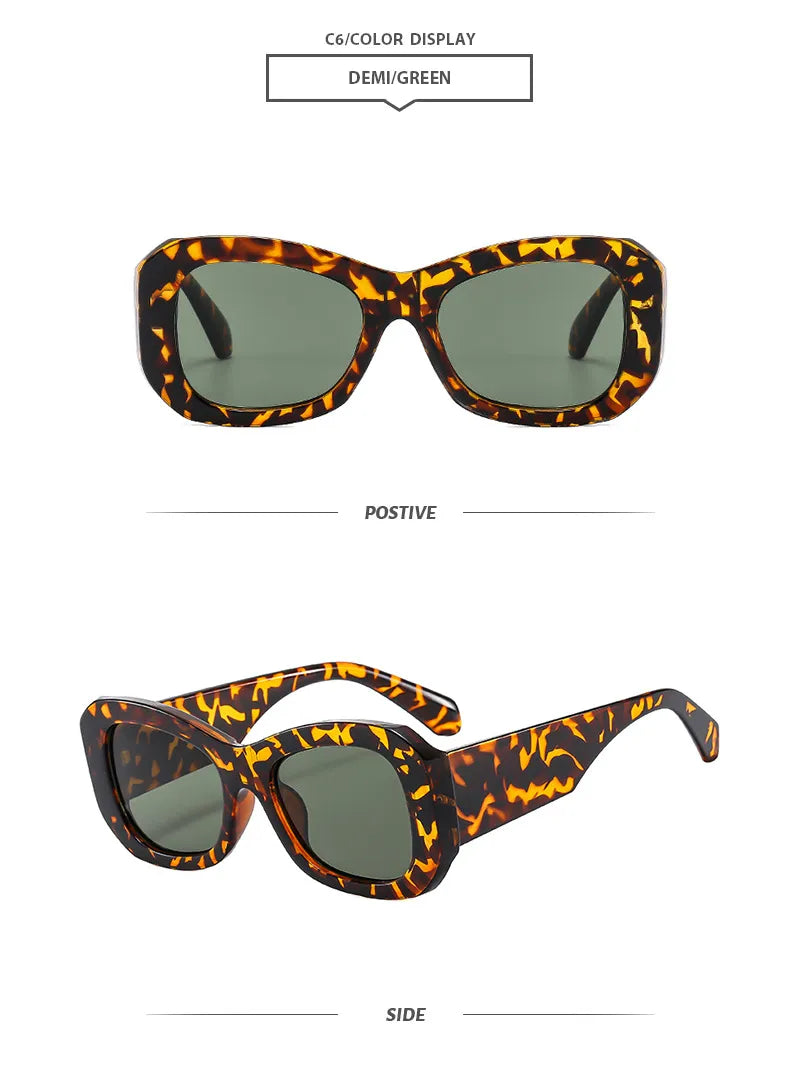 Y2K Classic Style Geometric Leopard Ac Cat Eye Full Frame Women's Sunglasses