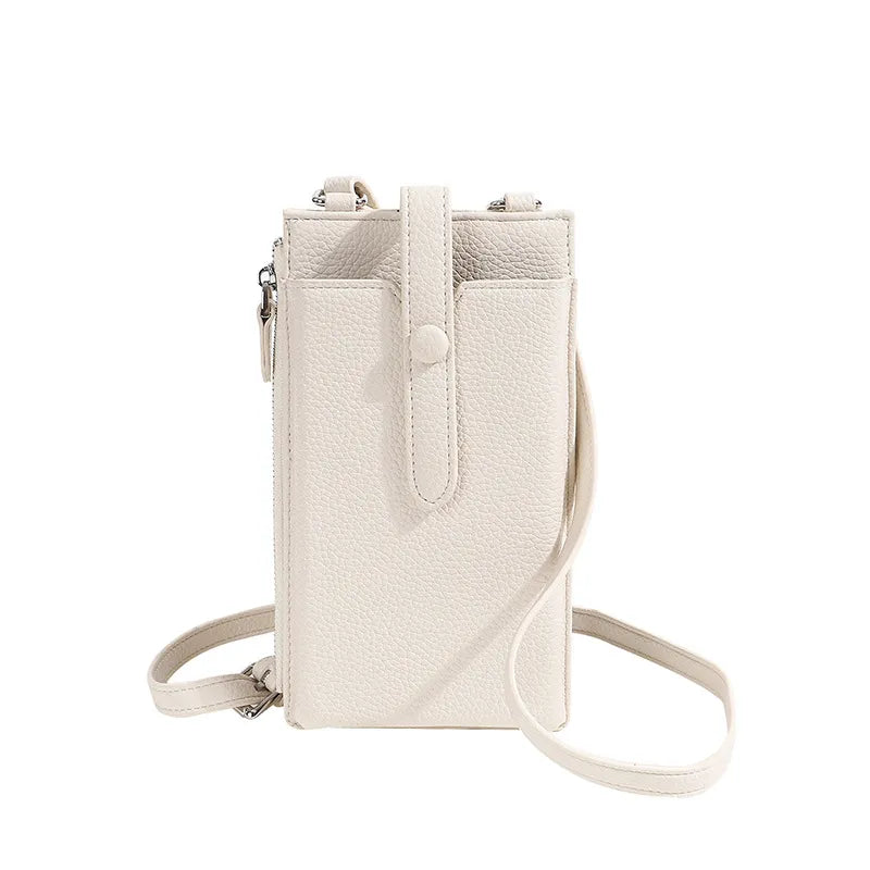 Zipper Fashion Solid Color Lightweight Mobile Phone Bag Change PU Advanced Sense Mobile Phone Bag Crossbody Women