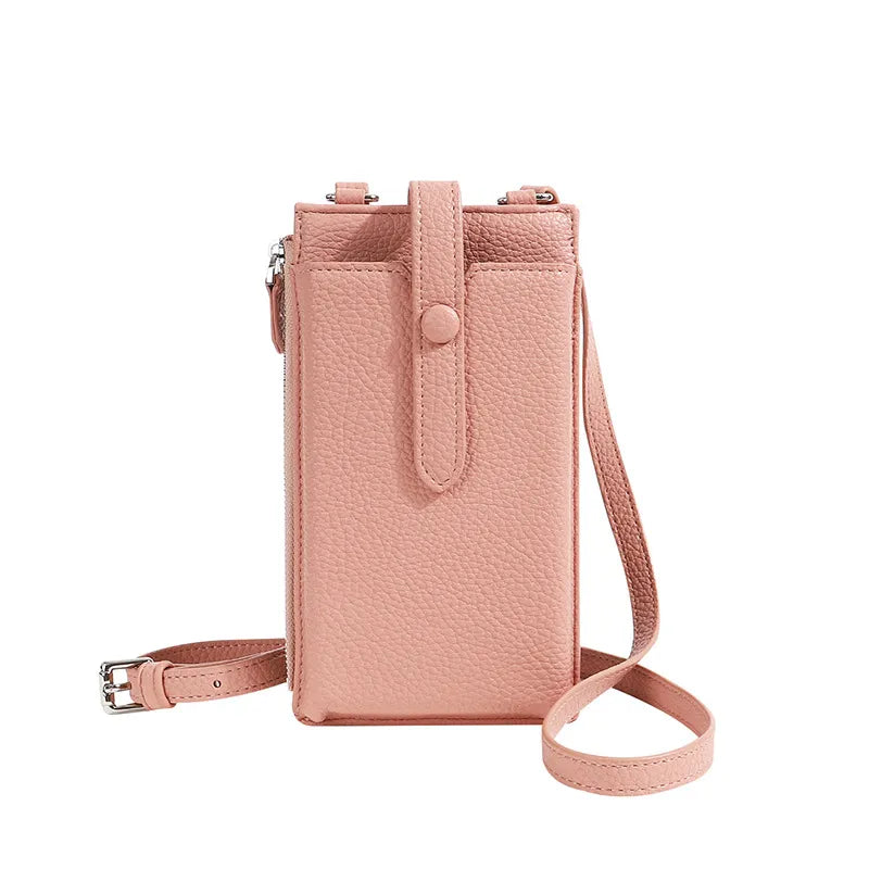 Zipper Fashion Solid Color Lightweight Mobile Phone Bag Change PU Advanced Sense Mobile Phone Bag Crossbody Women